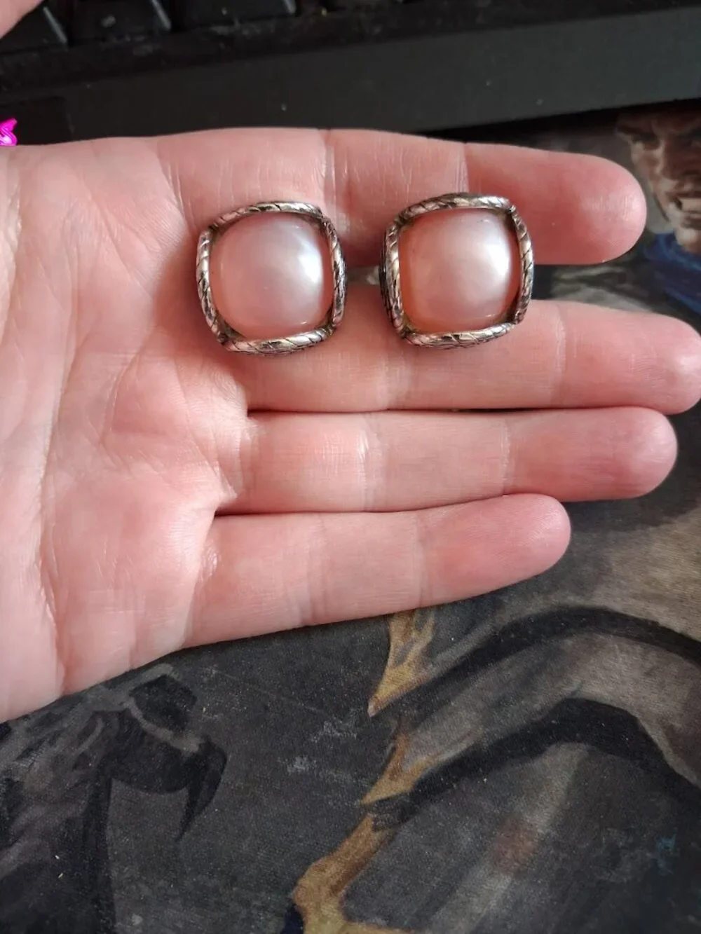 Pink stoned cufflinks